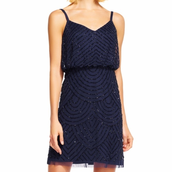 Adrianna Papell Dresses & Skirts - Adrianna Papell sequin blouson dress Navy Black